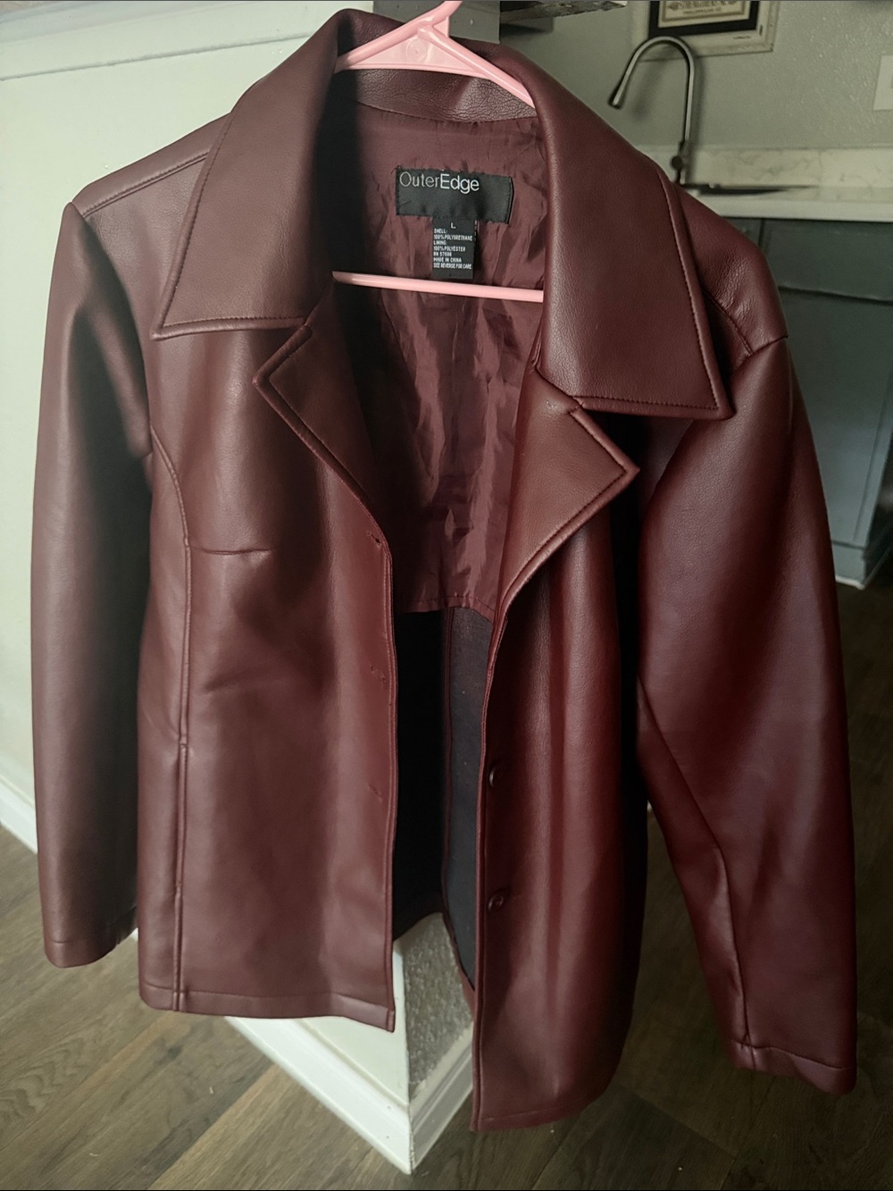 Outer Edge Women's Burgundy Faux Leather Jacket